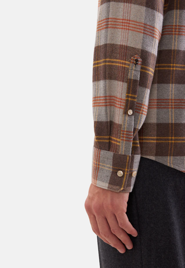 Regular Flannel shirt Check in Braun |  Seidensticker Onlineshop