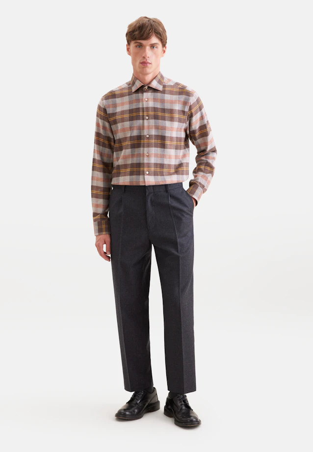 Regular Flannel shirt Check in Braun |  Seidensticker Onlineshop