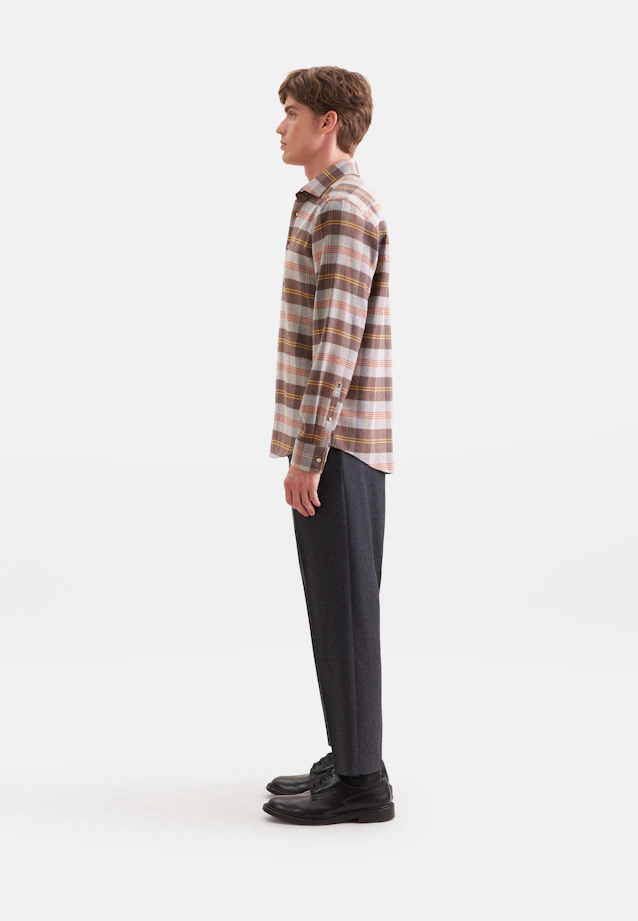 Regular Flannel shirt Check in Braun |  Seidensticker Onlineshop