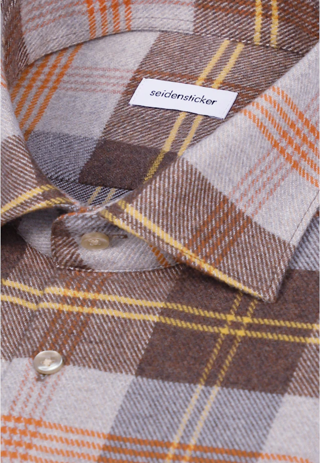 Regular Flannel shirt Check in Braun |  Seidensticker Onlineshop