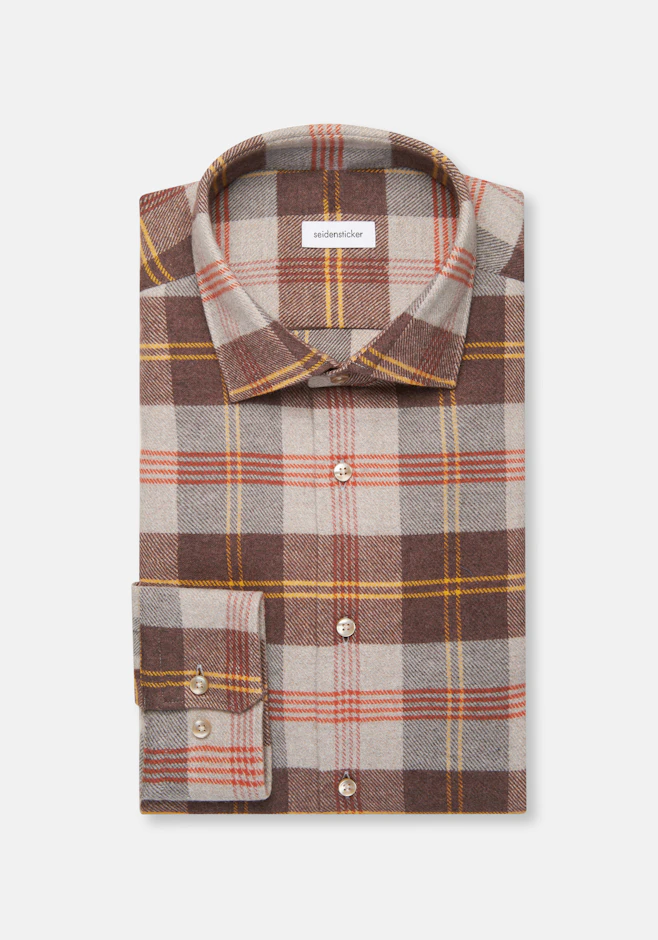 Regular Flannel shirt Check in Braun | Seidensticker online shop