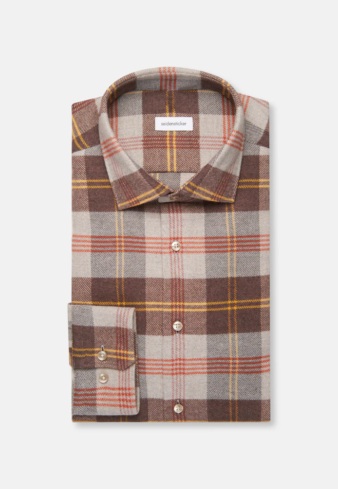 Regular Flannel shirt Check in Braun | Seidensticker online shop