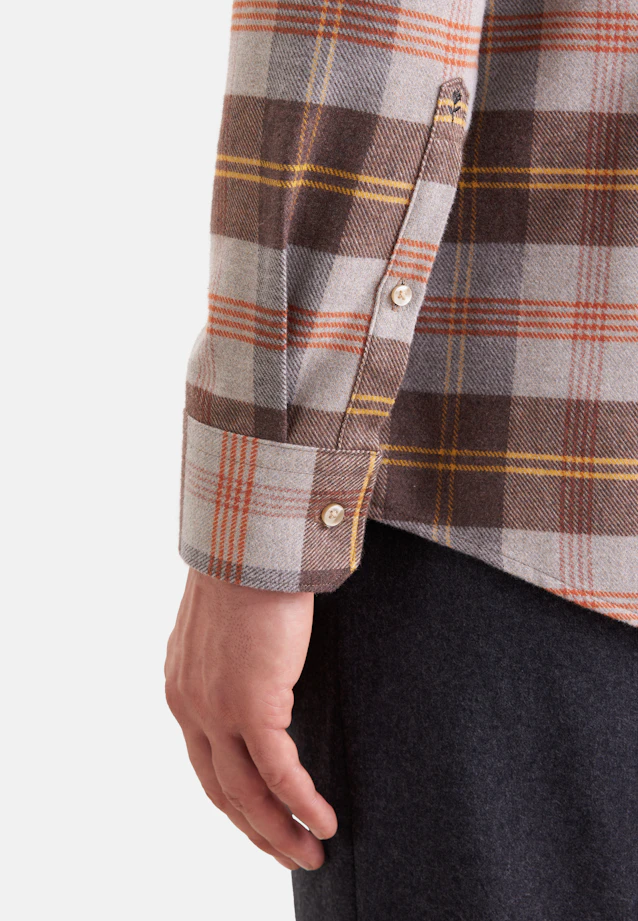 Slim Flannel shirt Check in Braun |  Seidensticker Onlineshop