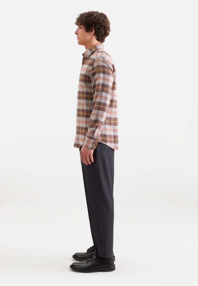 Slim Flannel shirt Check in Braun |  Seidensticker Onlineshop