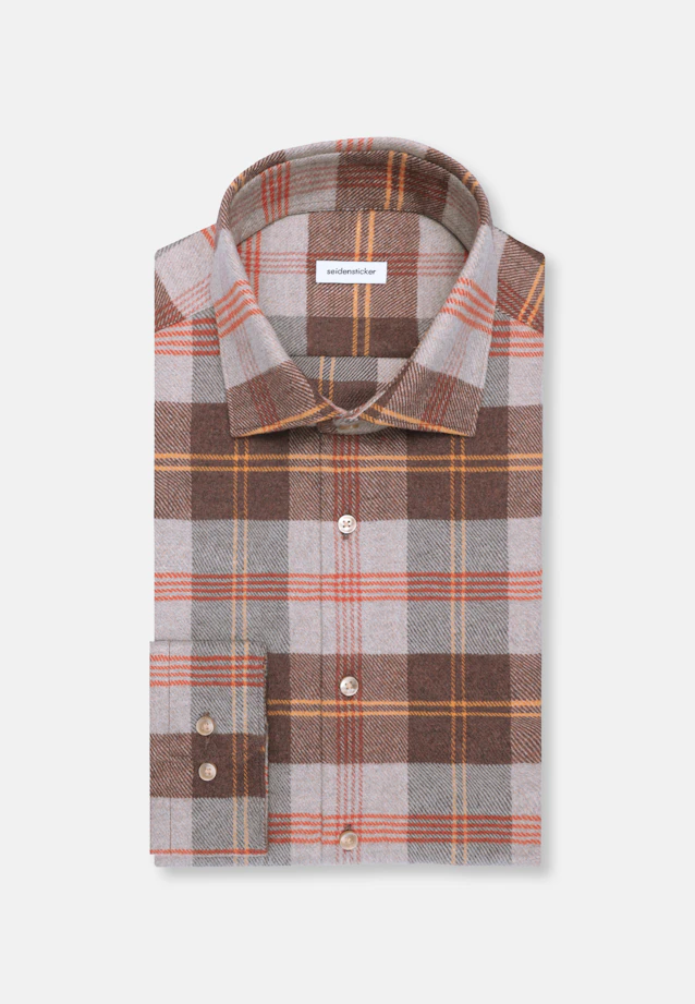 Slim Flannel shirt Check in Braun |  Seidensticker Onlineshop