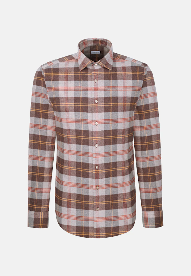 Slim Flannel shirt Check in Braun |  Seidensticker Onlineshop
