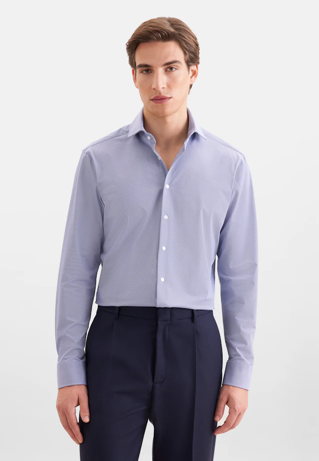 Regular Performance shirt Structure in Mittelblau |  Seidensticker Onlineshop