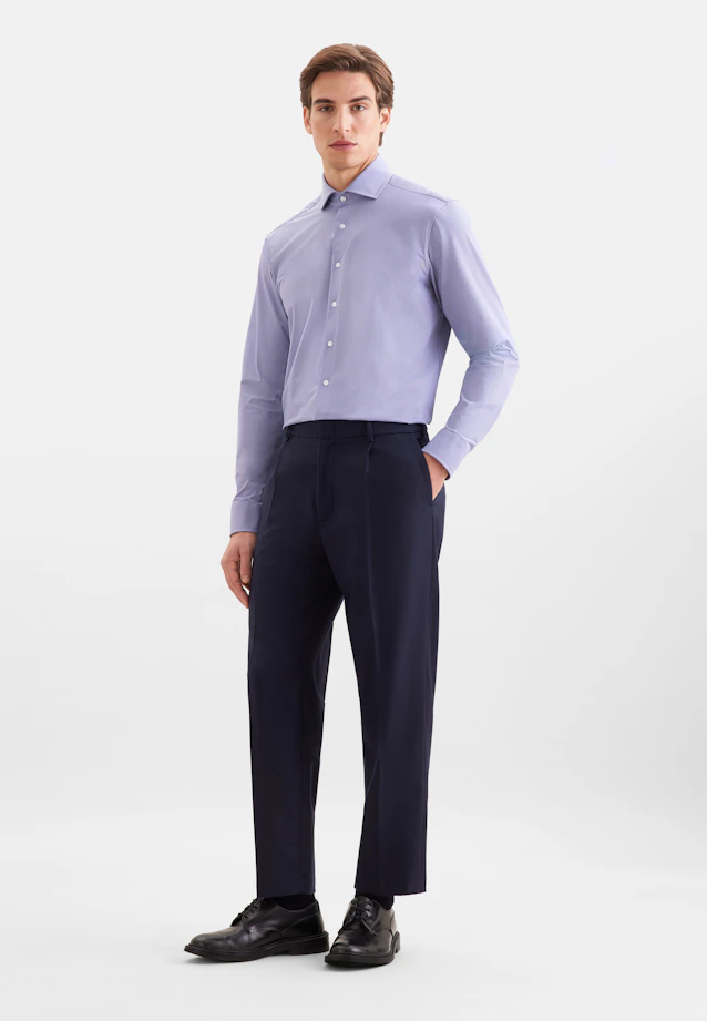 Regular Performance shirt Structure in Mittelblau |  Seidensticker Onlineshop