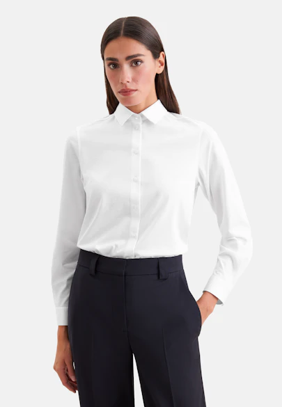 Hemdbluse regular fit aus Jersey in Weiß |  Seidensticker Onlineshop