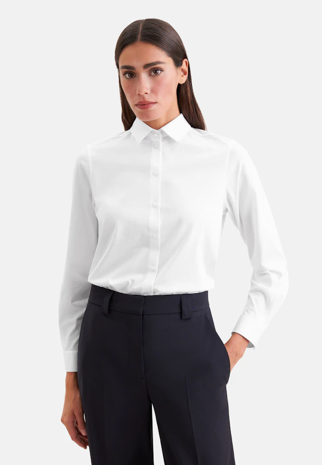 Hemdbluse regular fit aus Jersey in Weiß |  Seidensticker Onlineshop