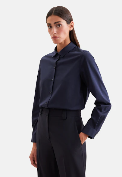 Hemdbluse regular fit aus Jersey in Dunkelblau | Seidensticker Onlineshop
