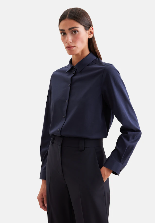 Hemdbluse regular fit aus Jersey in Dunkelblau |  Seidensticker Onlineshop