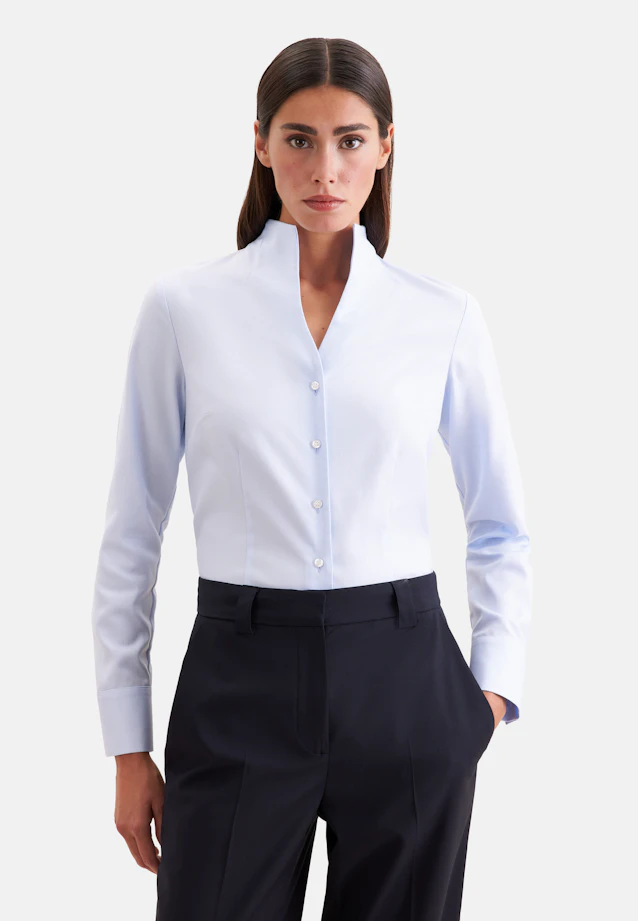 Kelchkragenbluse Uni in Hellblau |  Seidensticker Onlineshop