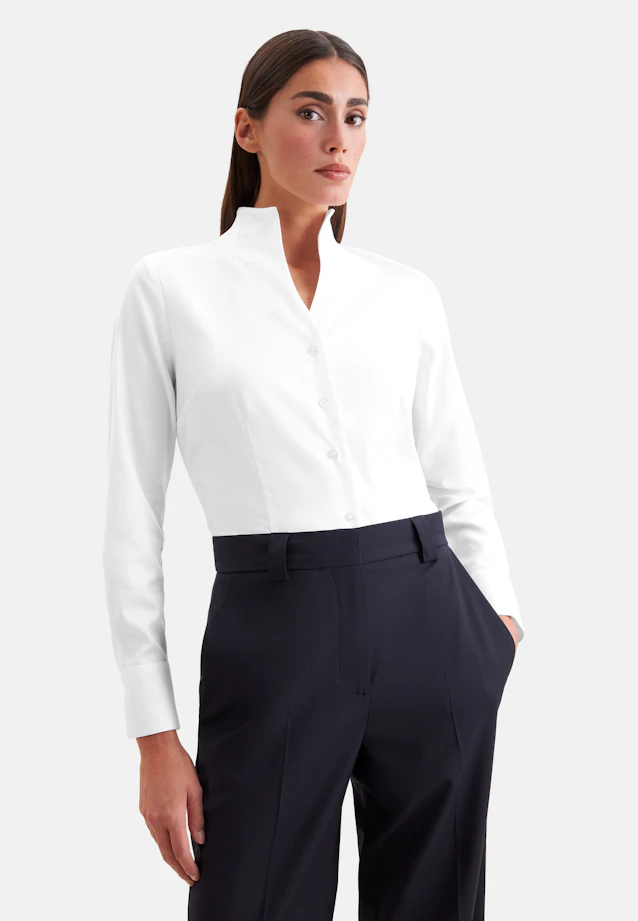Kelchkragenbluse Uni in Weiß |  Seidensticker Onlineshop