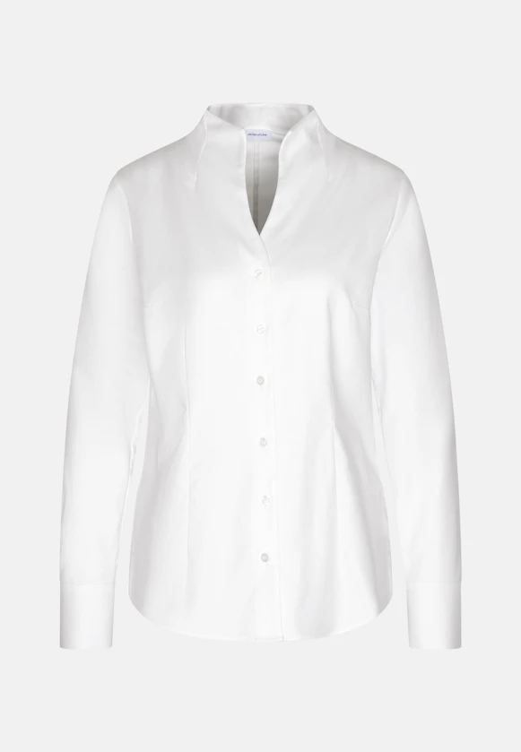 Kelchkragenbluse Uni in Weiß |  Seidensticker Onlineshop
