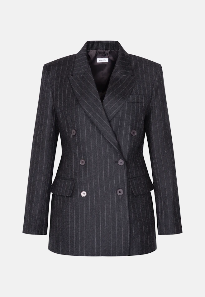 Blazer croisé en mélange de laine à poches à rabat dans Gris | Boutique en ligne Seidensticker