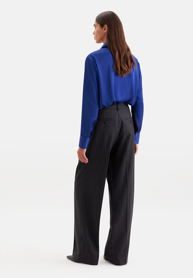 Bundfaltenhose Nadelstreifen aus Flanell in Grau | Seidensticker Onlineshop