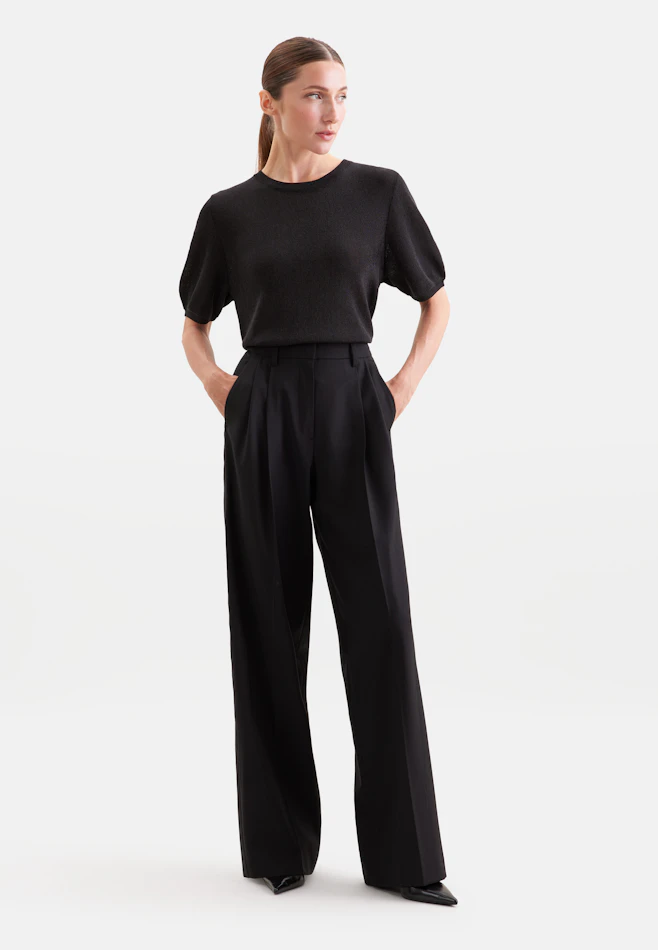 Pantalon à plis en mélange de laine dans Noir | Boutique en ligne Seidensticker