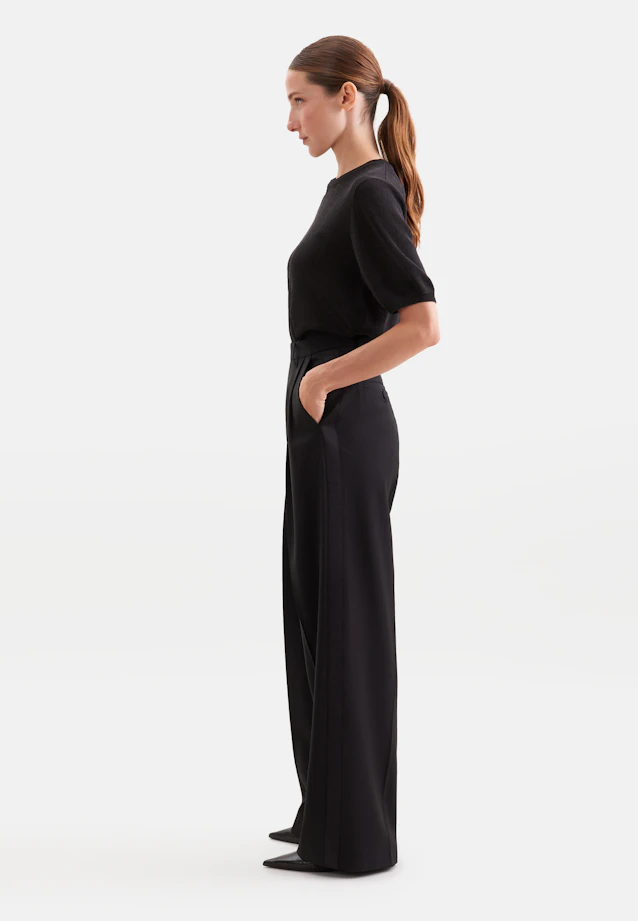Pleated Wool Blend Trousers in Schwarz |  Seidensticker Onlineshop