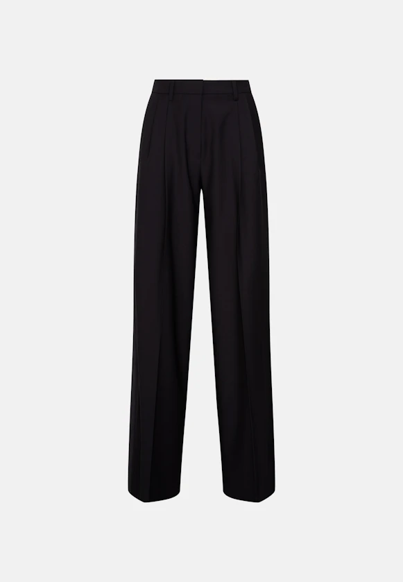 Pleated Wool Blend Trousers in Schwarz |  Seidensticker Onlineshop