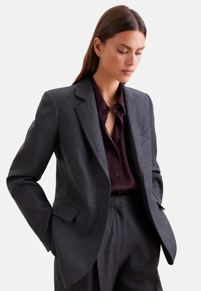 Zweiknopf Blazer mit Pattentaschen aus Wolle in Grau |  Seidensticker Onlineshop