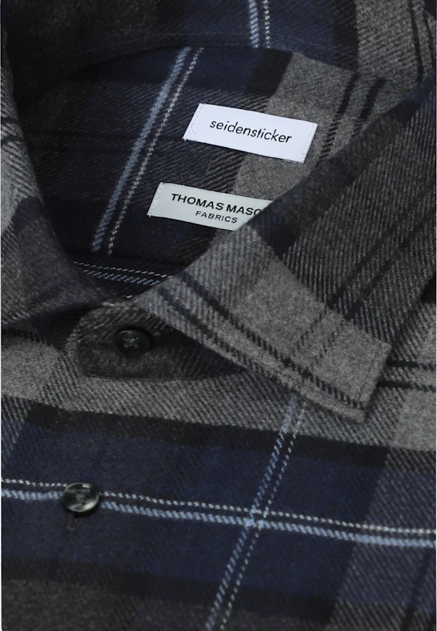 Regular Flannel shirt Check in Mittelblau |  Seidensticker Onlineshop