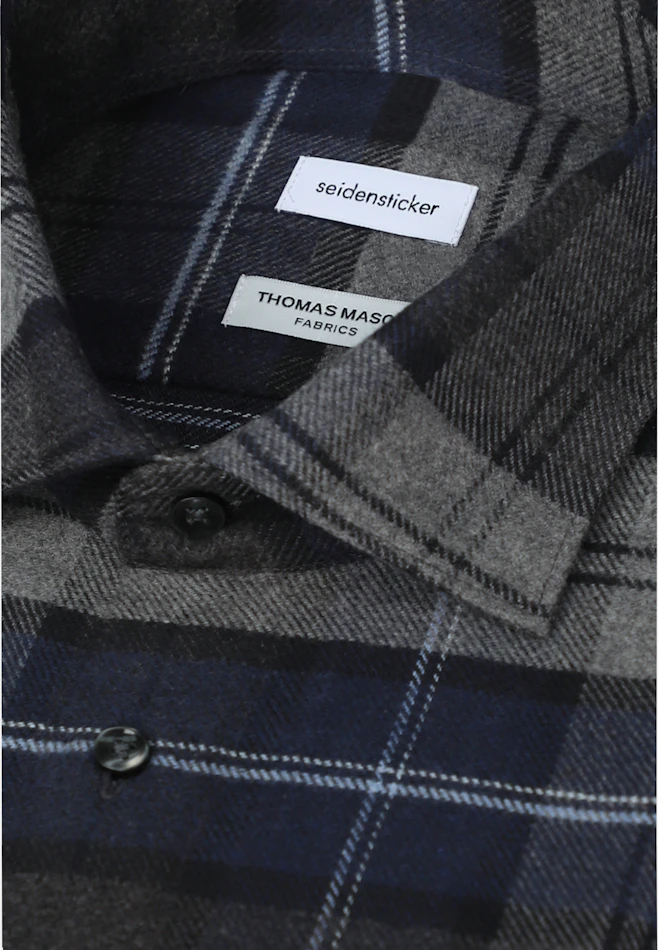 Regular Flannel shirt Check in Mittelblau | Seidensticker online shop