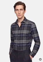Regular Chemise en flanelle carreaux in Bleu Moyen |  Seidensticker Onlineshop