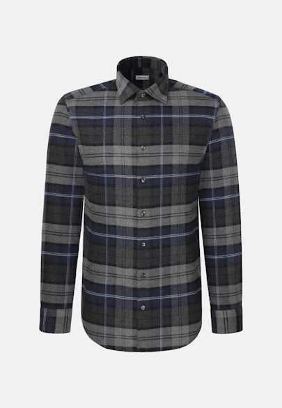 Regular Flannel shirt Check in Mittelblau |  Seidensticker Onlineshop