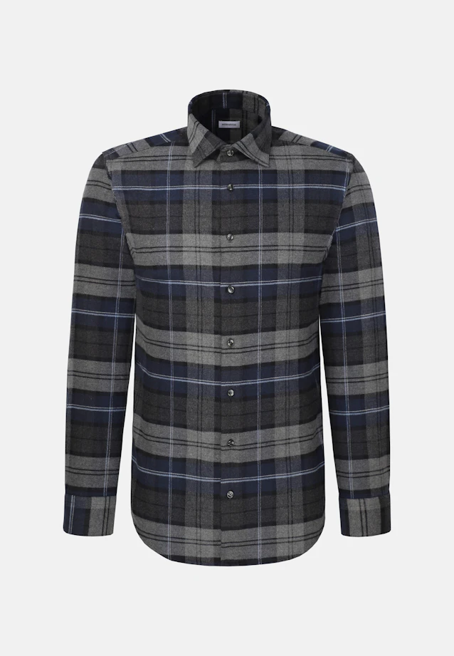 Regular Flannel shirt Check in Mittelblau |  Seidensticker Onlineshop