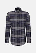 Regular Flanellhemd Karo in Mittelblau |  Seidensticker Onlineshop