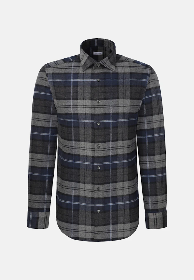 Regular Flannel shirt Check in Mittelblau | Seidensticker online shop