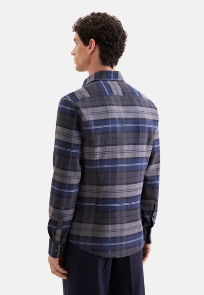 Slim Flannel shirt Check in Mittelblau |  Seidensticker Onlineshop
