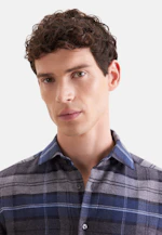 Slim Flannel shirt Check in Mittelblau |  Seidensticker Onlineshop