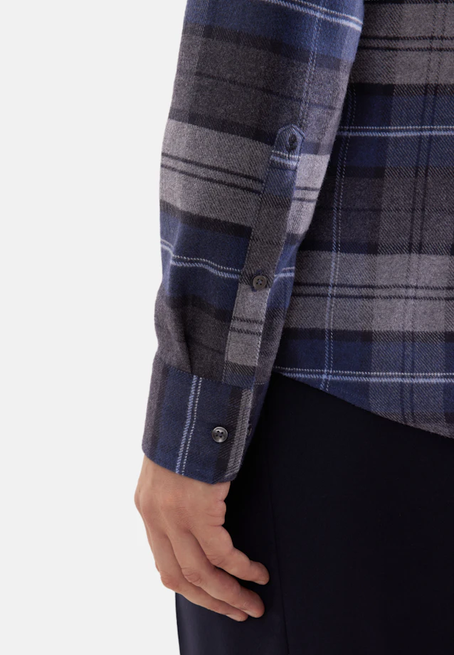 Slim Flannel shirt Check in Mittelblau |  Seidensticker Onlineshop