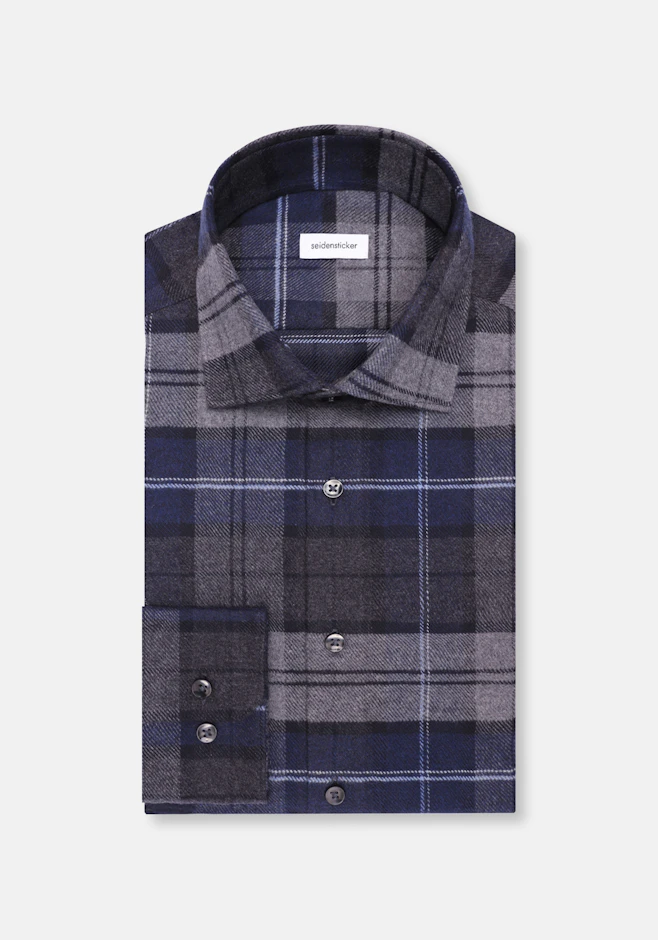 Slim Flanellhemd Karo in Mittelblau | Seidensticker Onlineshop