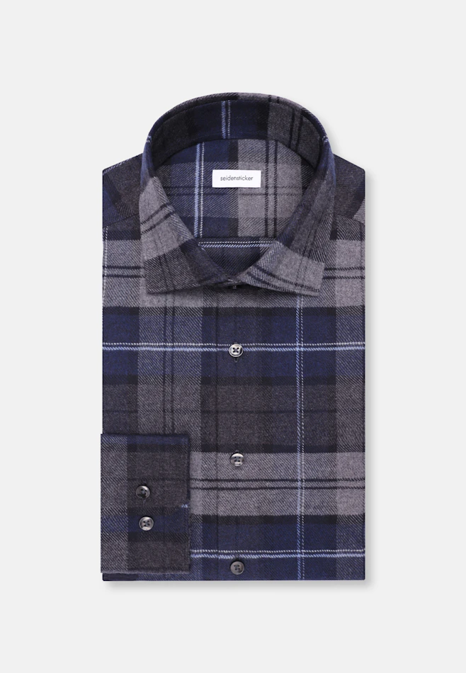 Slim Flanellhemd Karo in Mittelblau | Seidensticker Onlineshop