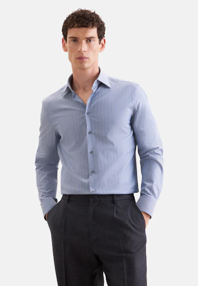 Slim Business shirt Stripes in Mittelblau |  Seidensticker Onlineshop