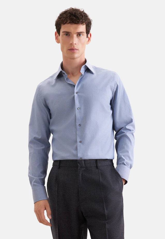 Slim Business shirt Uni in Mittelblau |  Seidensticker Onlineshop