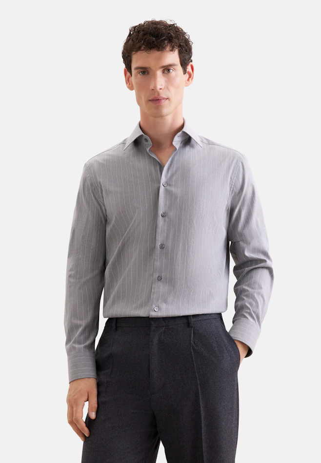 Regular Business shirt Stripes in Grey | Seidensticker online shop