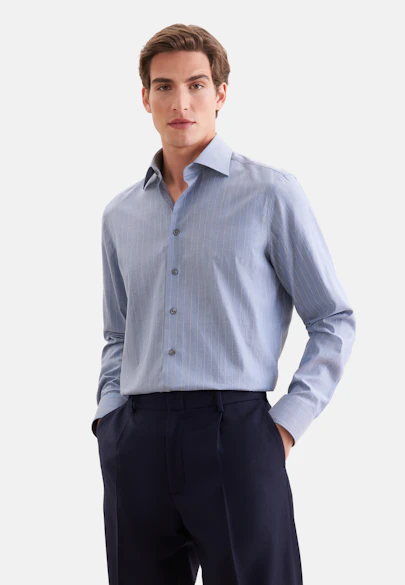 Regular Business shirt Stripes in Mittelblau |  Seidensticker Onlineshop