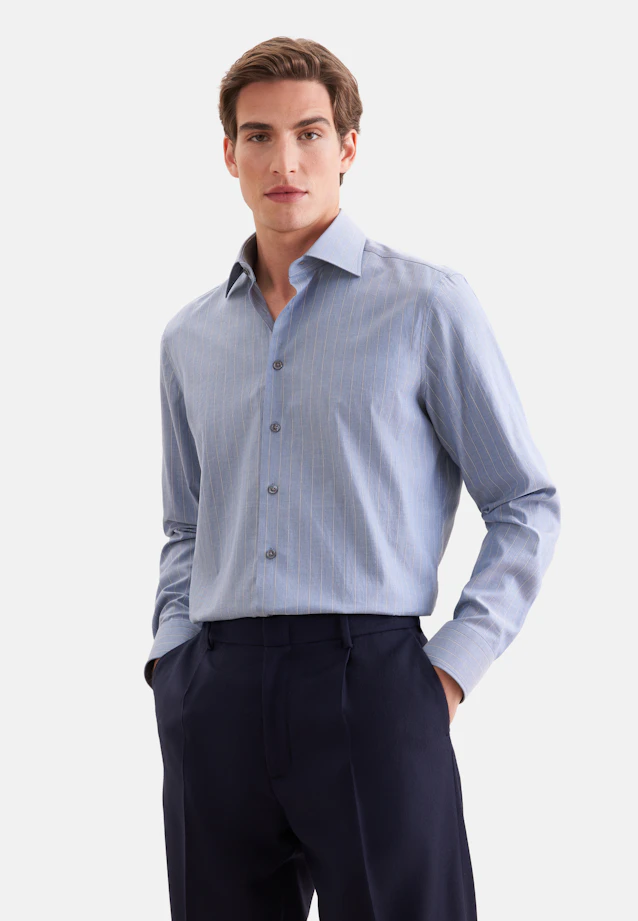 Regular Business shirt Stripes in Mittelblau |  Seidensticker Onlineshop