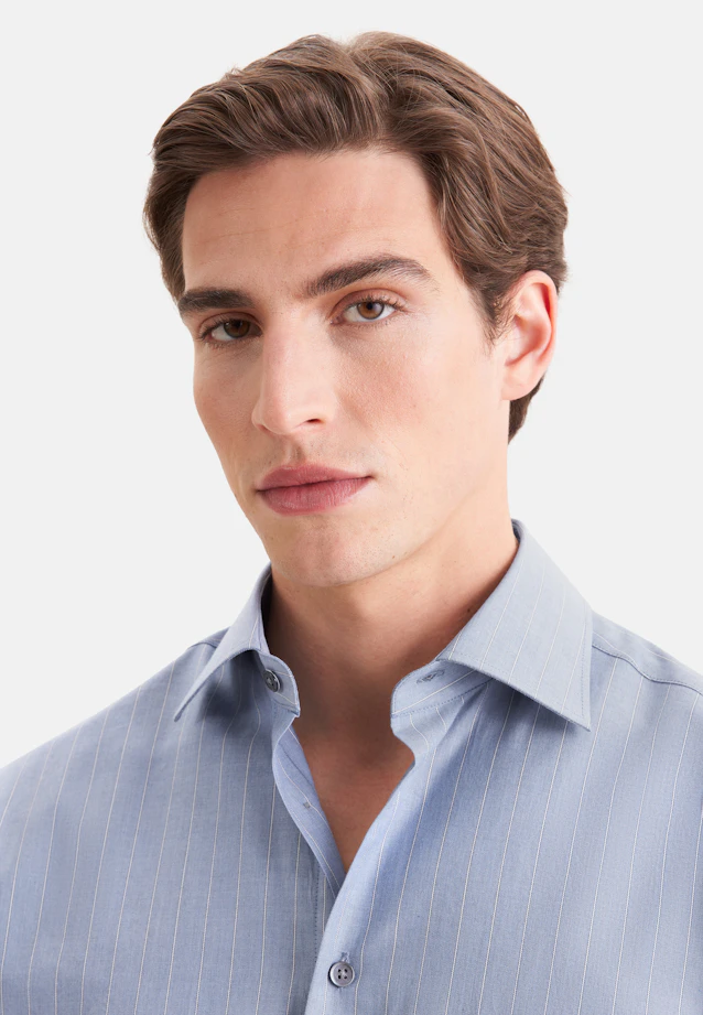 Regular Business shirt Stripes in Mittelblau |  Seidensticker Onlineshop