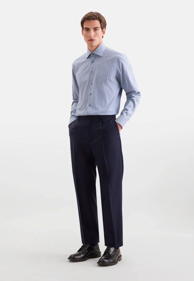 Regular Business shirt Stripes in Mittelblau |  Seidensticker Onlineshop