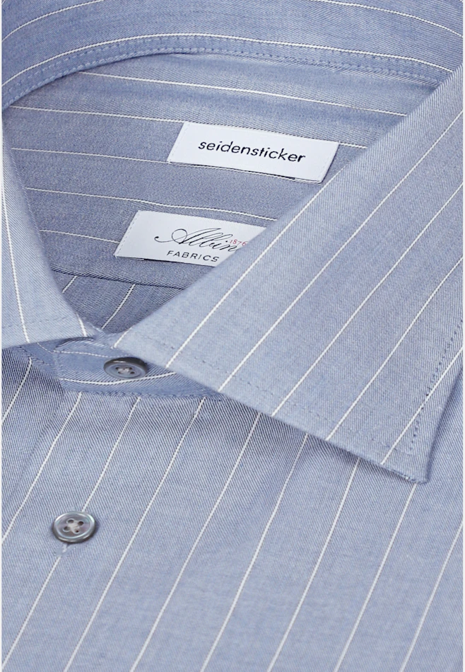 Regular Business Hemd Gestreift in Mittelblau | Seidensticker Onlineshop