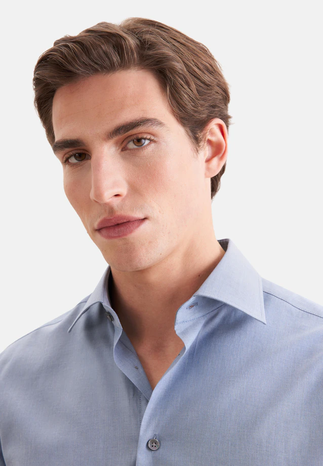 Regular Business shirt Uni in Mittelblau |  Seidensticker Onlineshop
