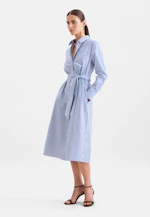 Midi Hemdblusenkleid aus Baumwollsatin in Mittelblau |  Seidensticker Onlineshop