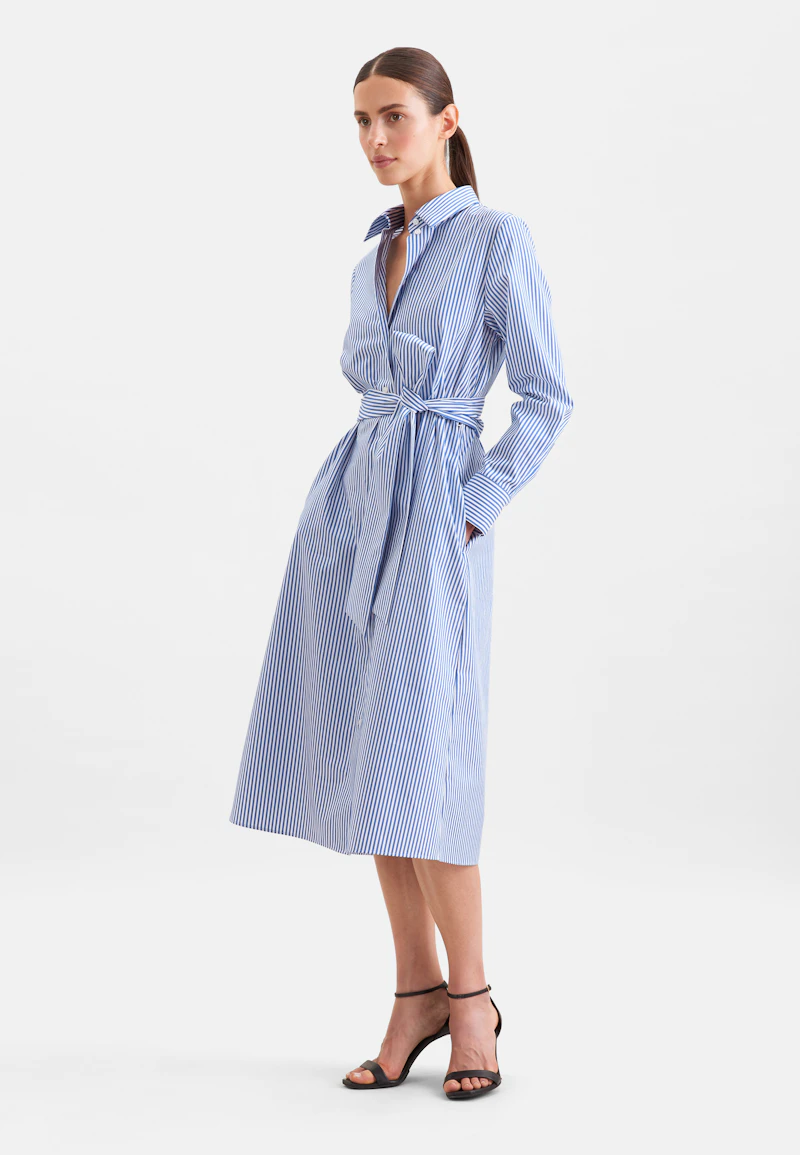 Midi Hemdblusenkleid aus Baumwollsatin