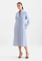 Midi Hemdblusenkleid aus Baumwollsatin in Mittelblau |  Seidensticker Onlineshop