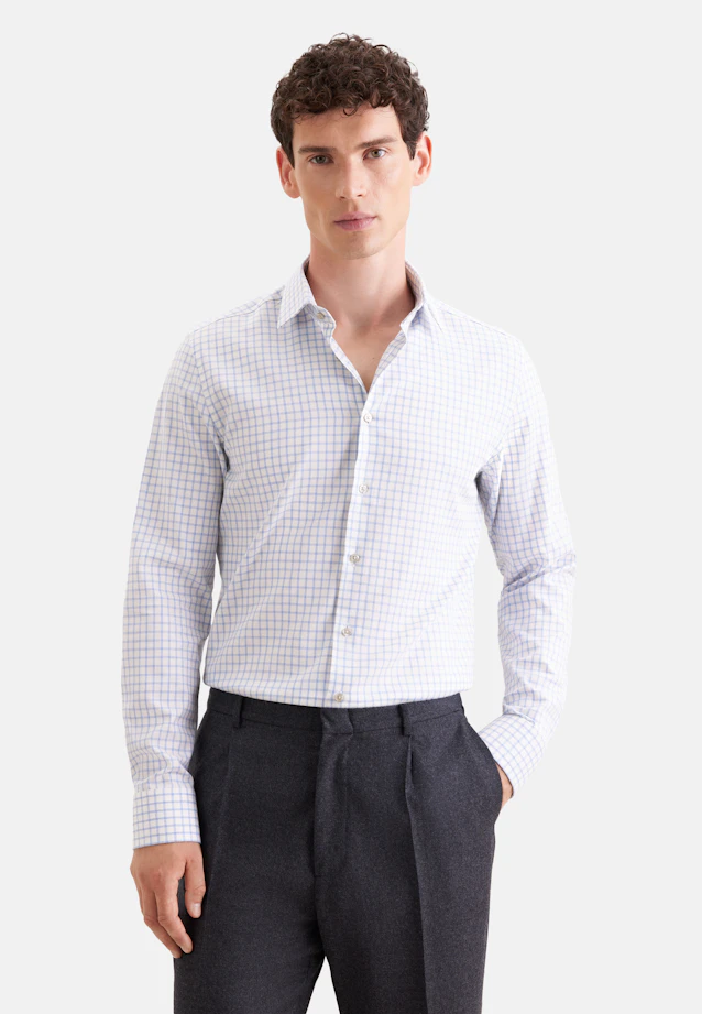 Slim Flanellhemd Karo in Hellblau |  Seidensticker Onlineshop